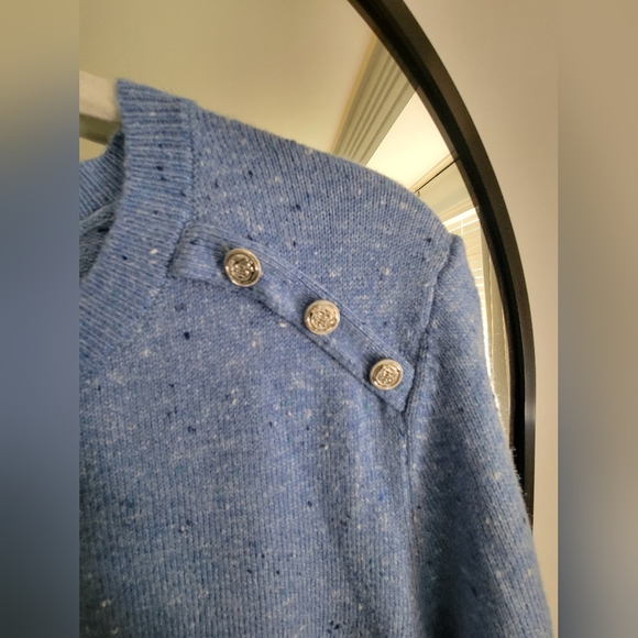 Talbots Kitty Tweed shift Sweater Dress light blue Heather Size L - Picture 3 of 4